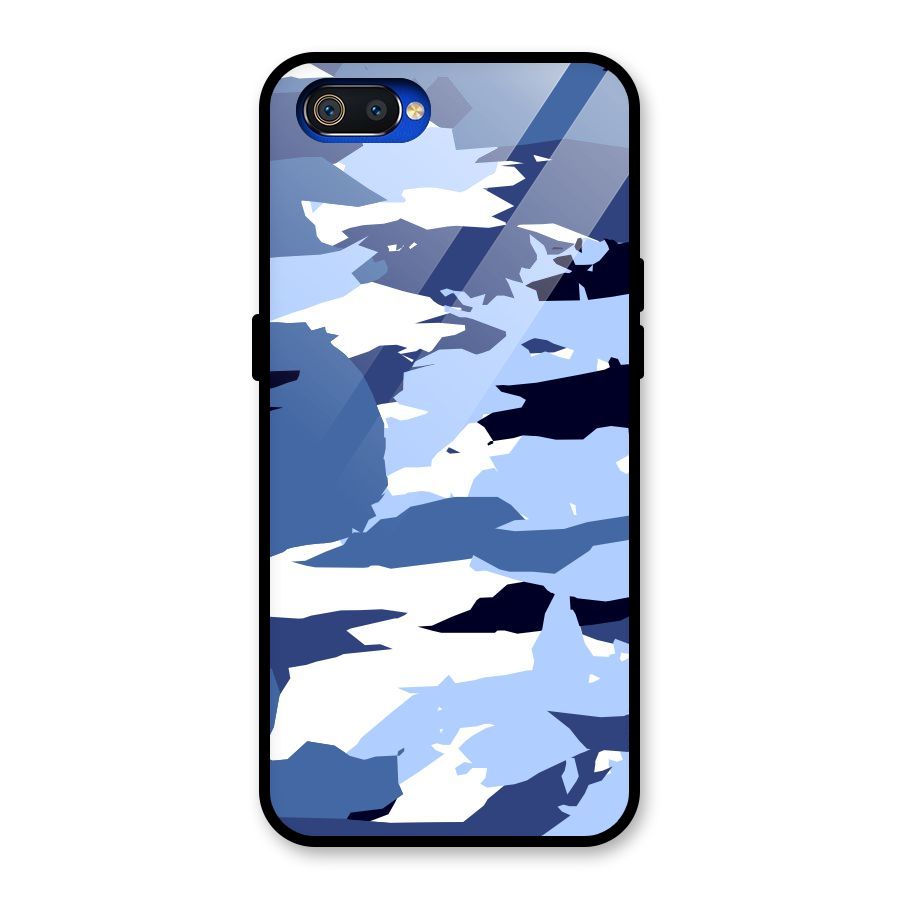 Blue White Canvas Glass Back Case for Realme C2