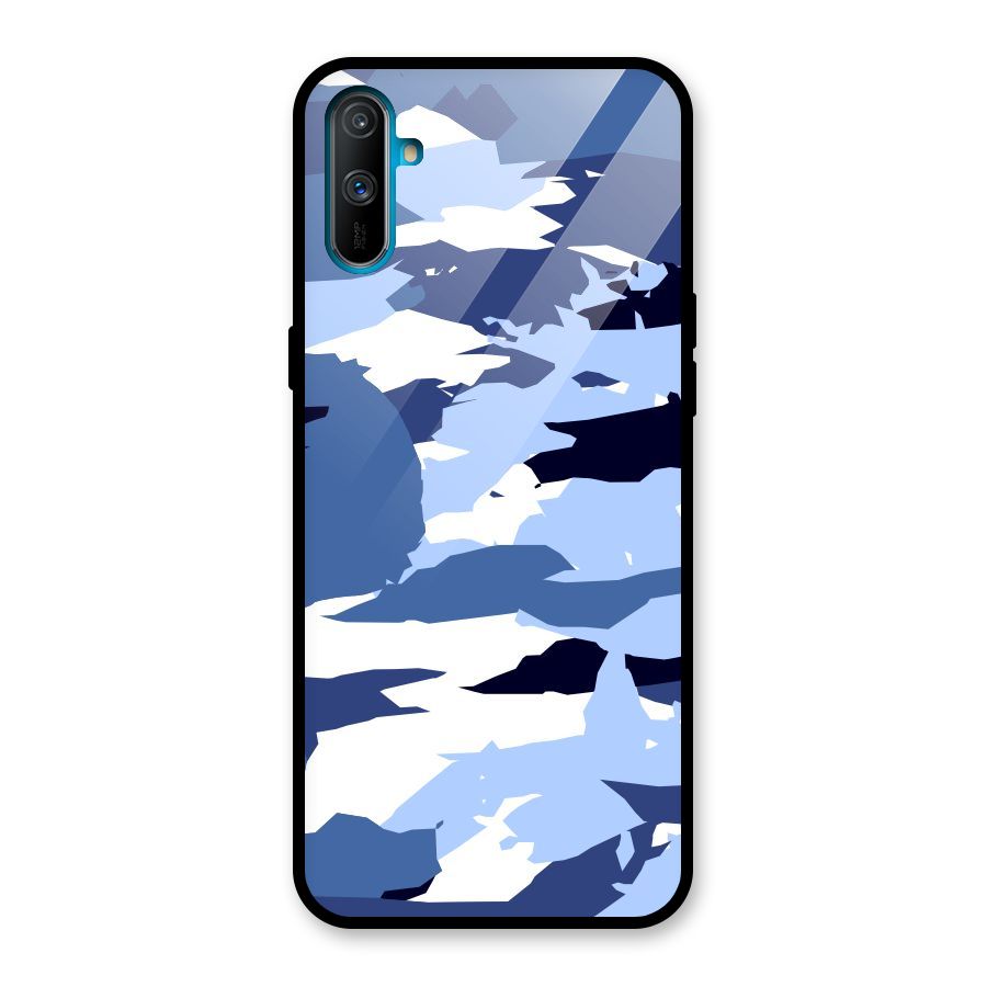 Blue White Canvas Glass Back Case for Realme C3