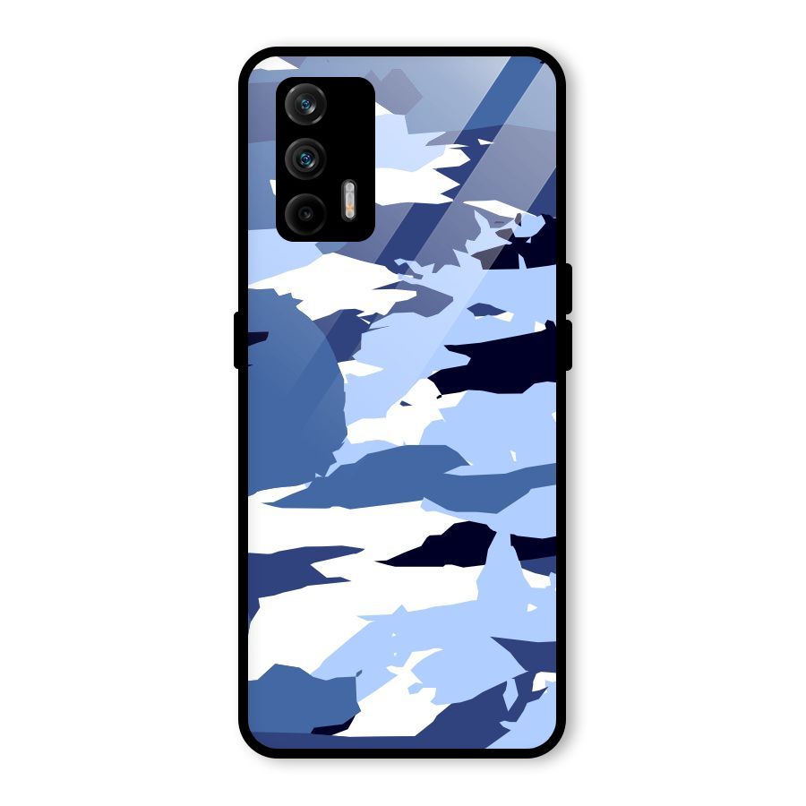 Blue White Canvas Glass Back Case for Realme X7 Max