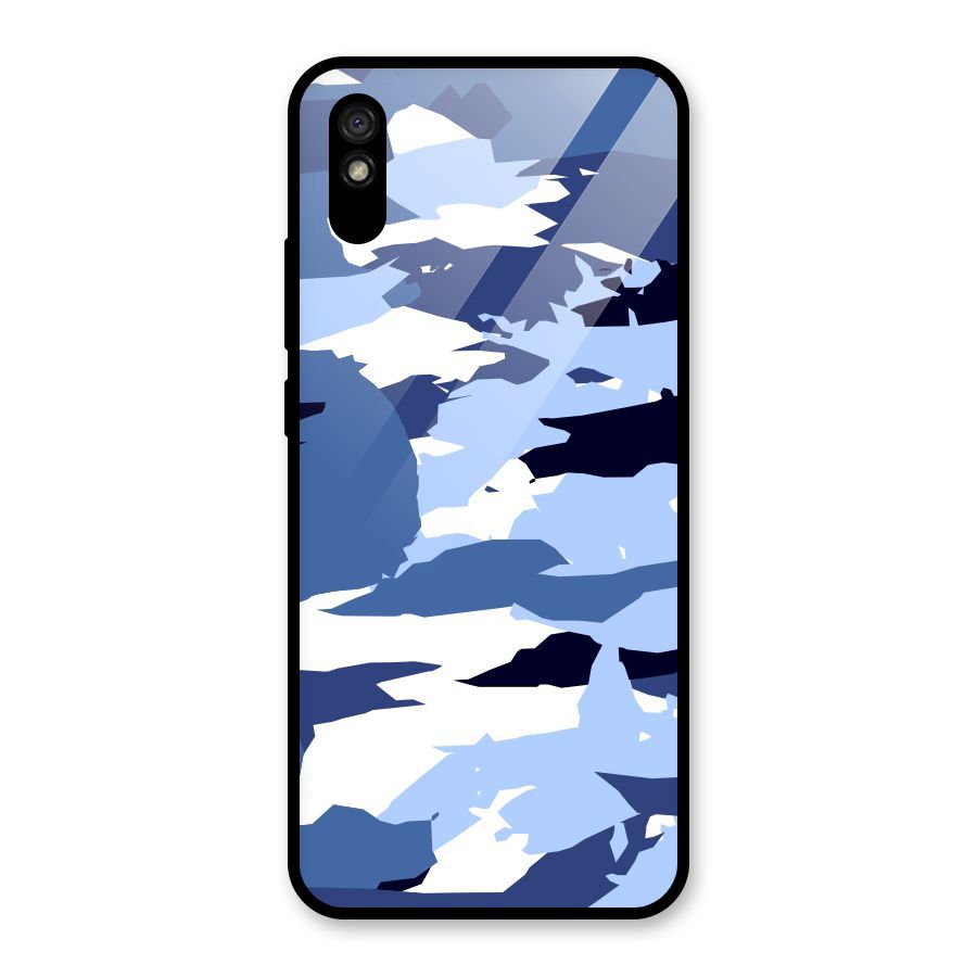 Blue White Canvas Glass Back Case for Redmi 9A