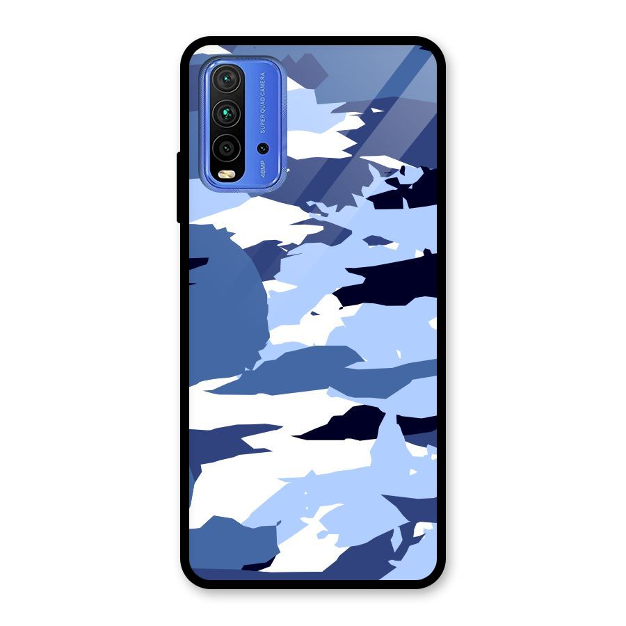 Blue White Canvas Glass Back Case for Redmi 9 Power