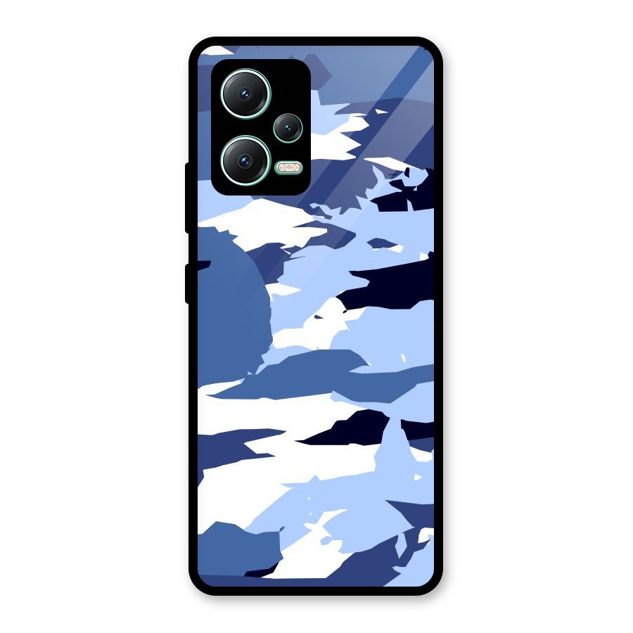 Blue White Canvas Glass Back Case for Redmi Note 12 5G