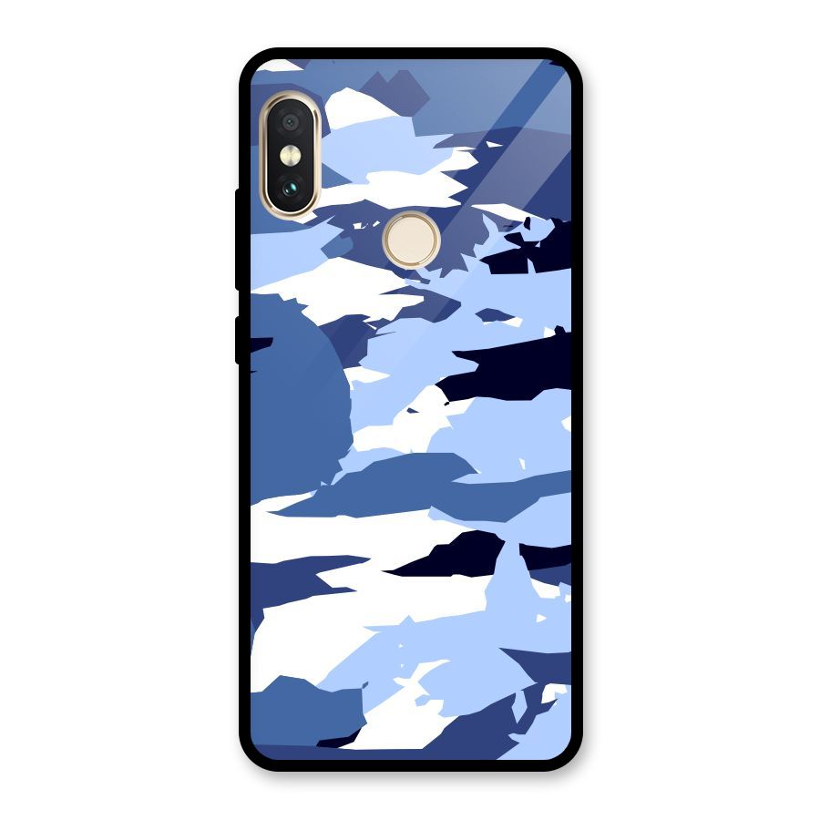 Blue White Canvas Glass Back Case for Redmi Note 5 Pro