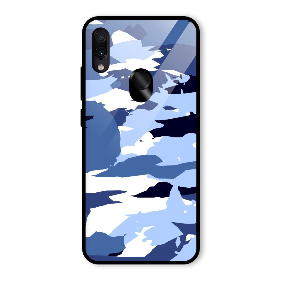 Blue White Canvas Glass Back Case for Redmi Note 7 Pro