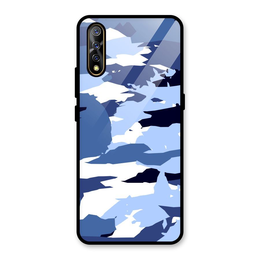 Blue White Canvas Glass Back Case for Vivo S1