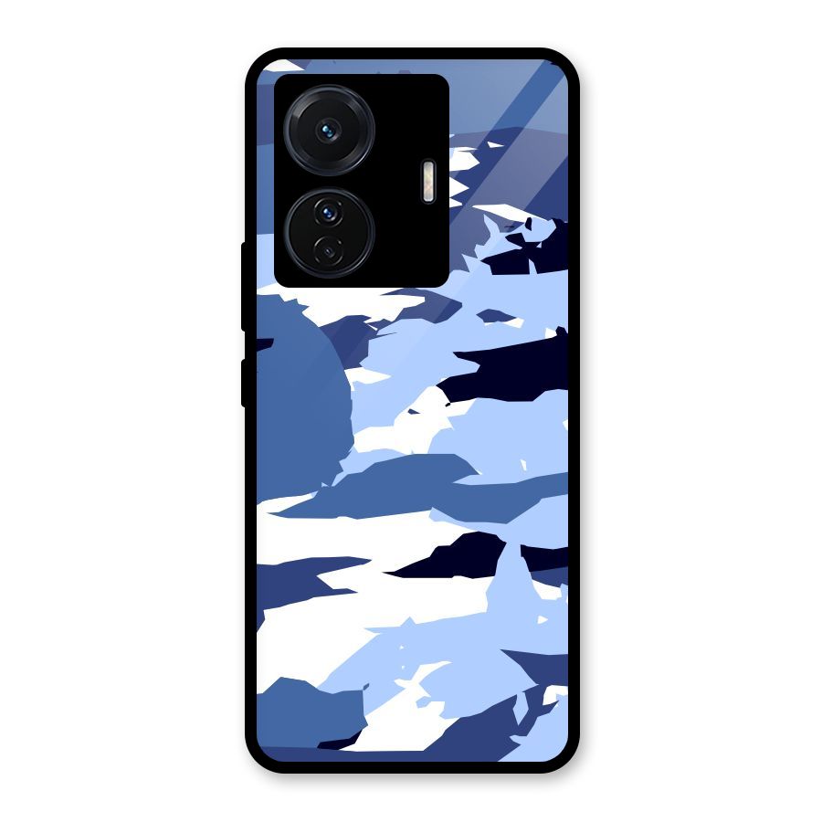 Blue White Canvas Glass Back Case for Vivo T1 Pro