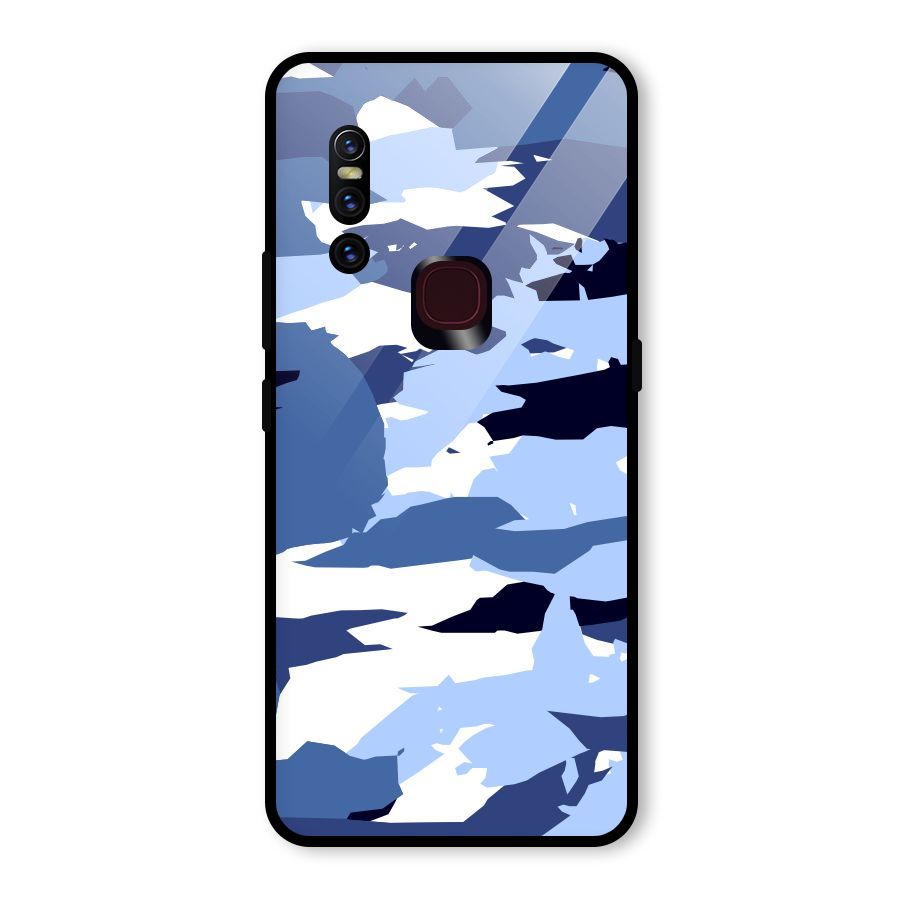Blue White Canvas Glass Back Case for Vivo V15