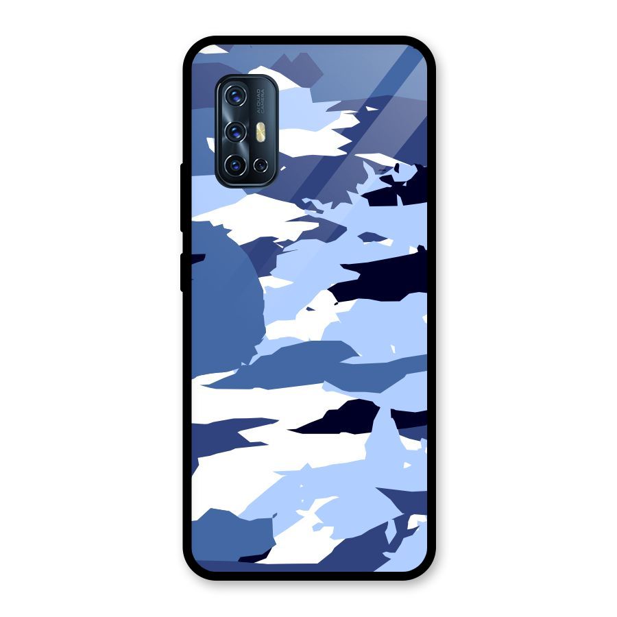 Blue White Canvas Glass Back Case for Vivo V17