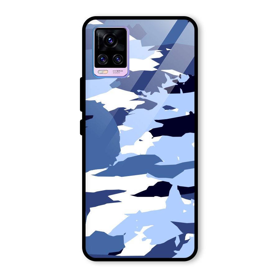 Blue White Canvas Glass Back Case for Vivo V20 Pro