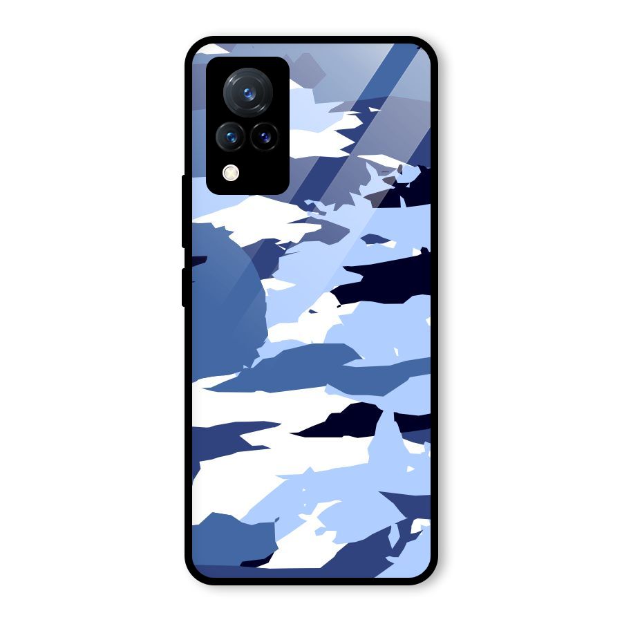 Blue White Canvas Glass Back Case for Vivo V21 5G