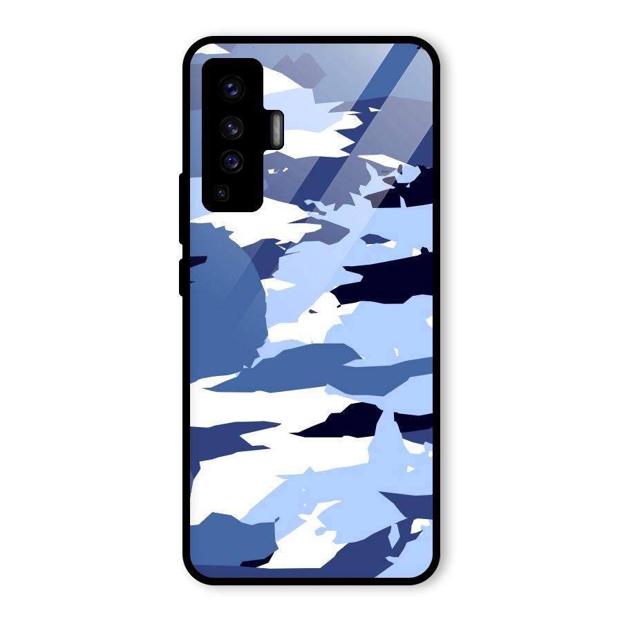 Blue White Canvas Glass Back Case for Vivo X50