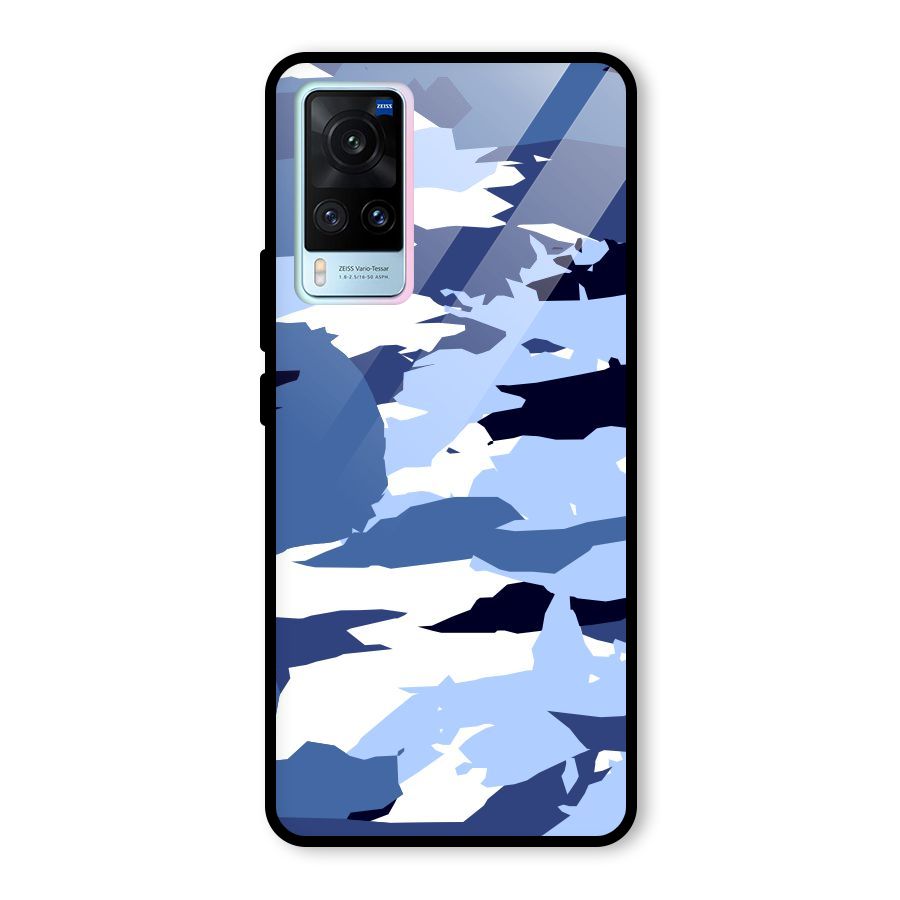 Blue White Canvas Glass Back Case for Vivo X60