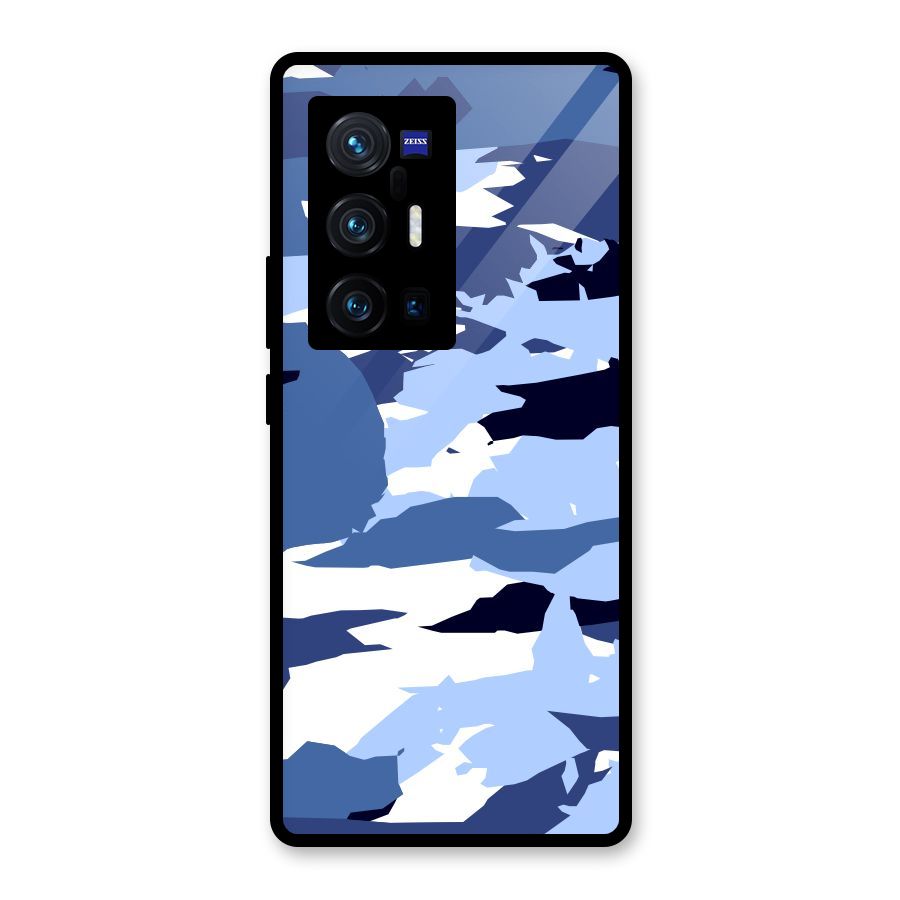 Blue White Canvas Glass Back Case for Vivo X70 Pro Plus