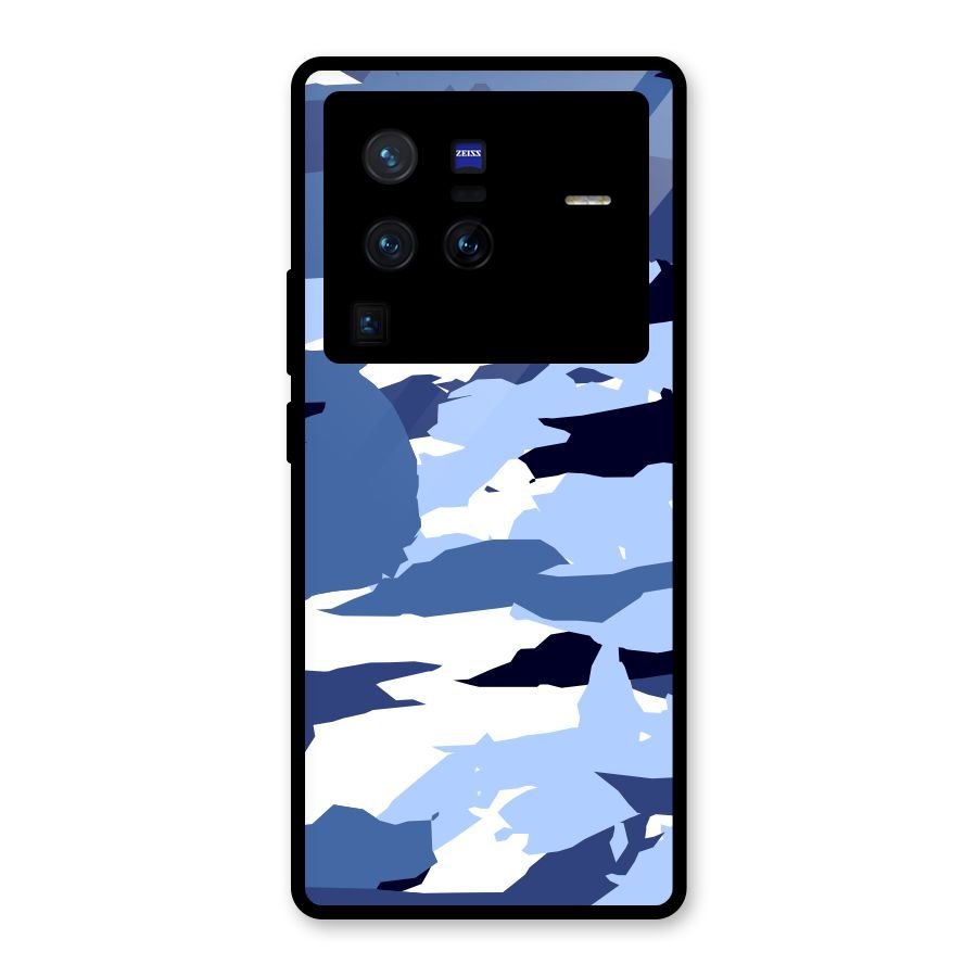 Blue White Canvas Glass Back Case for Vivo X80 Pro