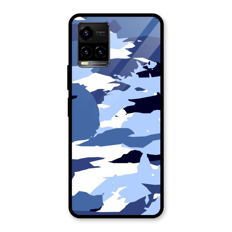 Blue White Canvas Glass Back Case for Vivo Y21T