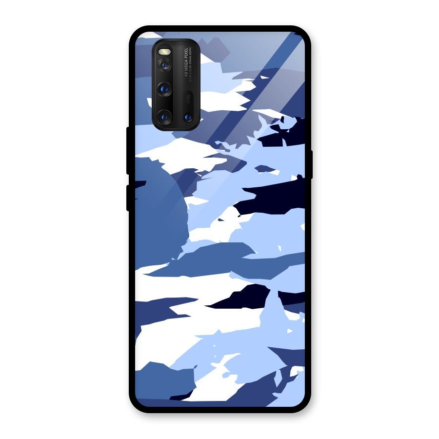 Blue White Canvas Glass Back Case for Vivo iQOO 3