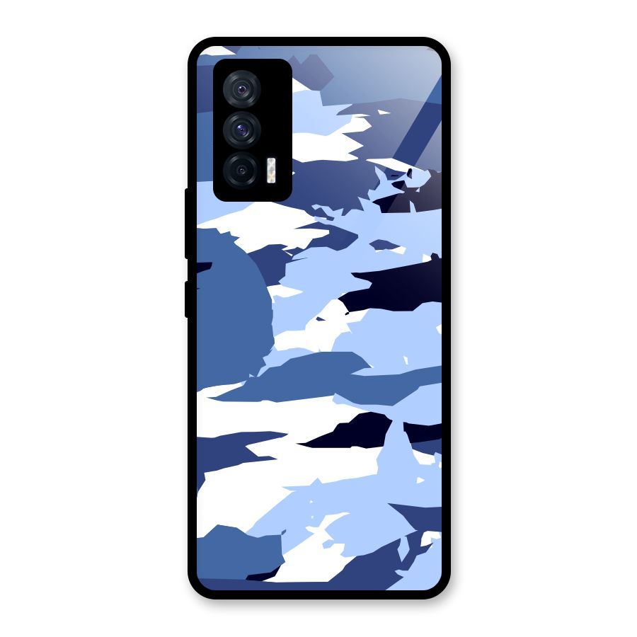 Blue White Canvas Glass Back Case for Vivo iQOO 7 5G