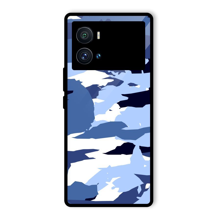 Blue White Canvas Glass Back Case for Vivo iQOO 9 Pro