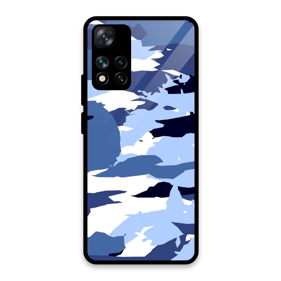 Blue White Canvas Glass Back Case for Xiaomi 11i HyperCharge 5G