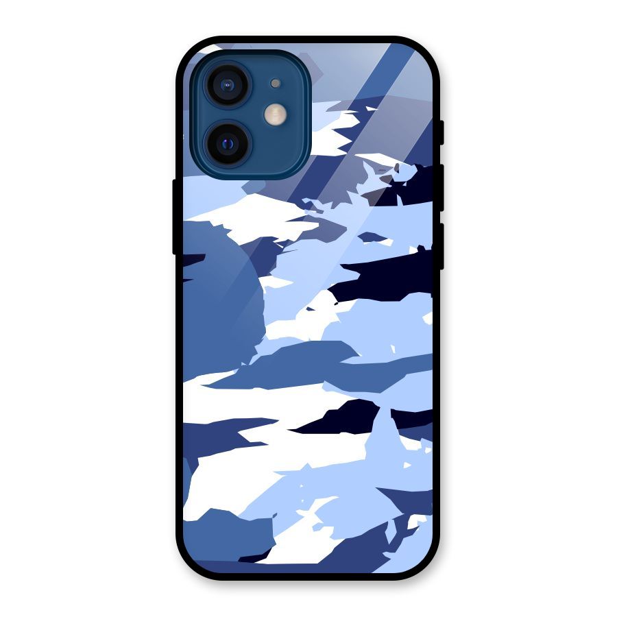 Blue White Canvas Glass Back Case for iPhone 12 Mini