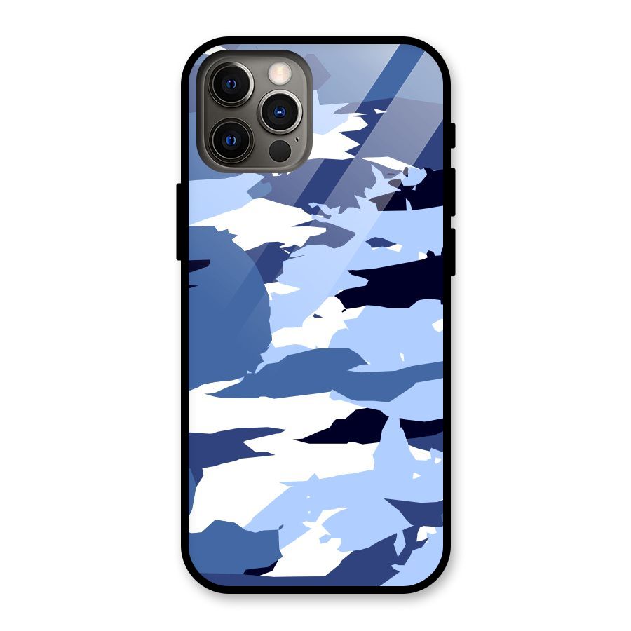 Blue White Canvas Glass Back Case for iPhone 12 Pro