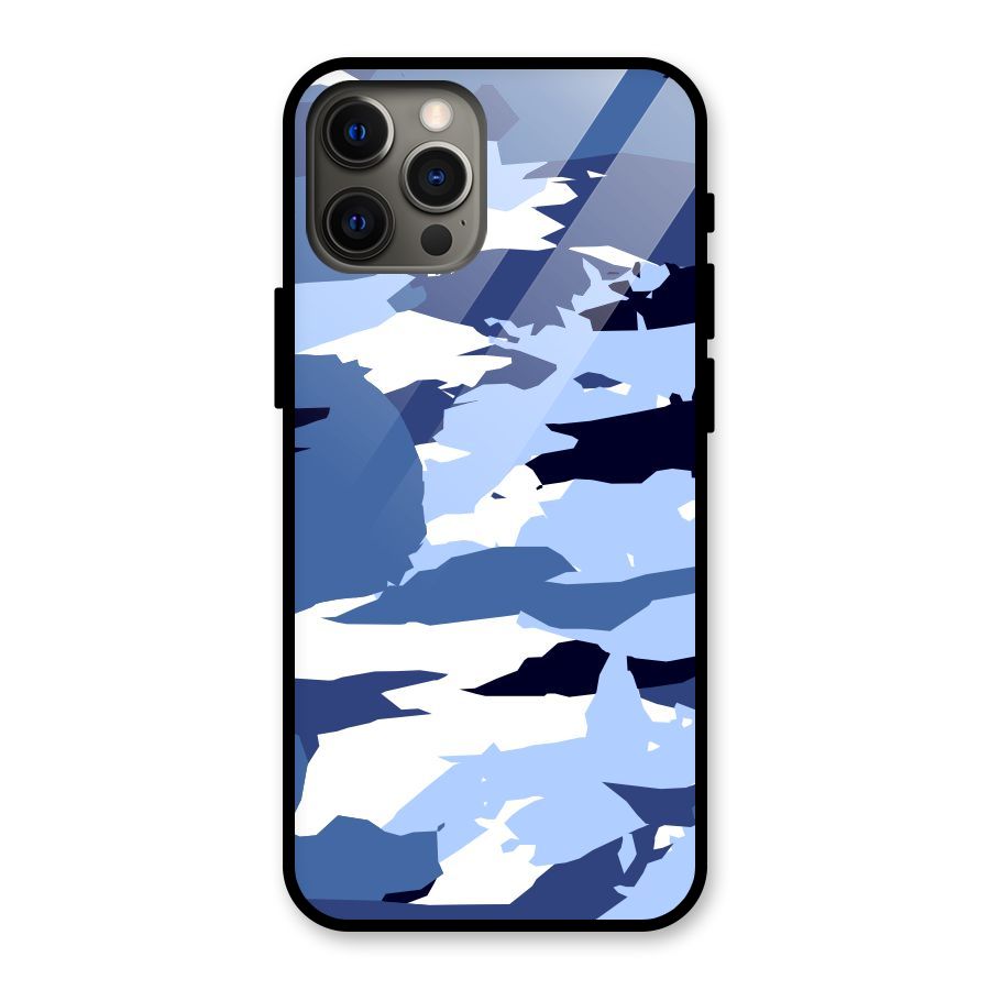 Blue White Canvas Glass Back Case for iPhone 12 Pro Max