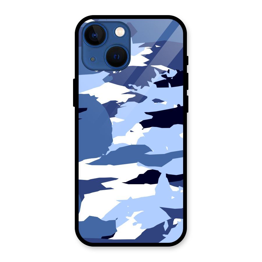Blue White Canvas Glass Back Case for iPhone 13 Mini