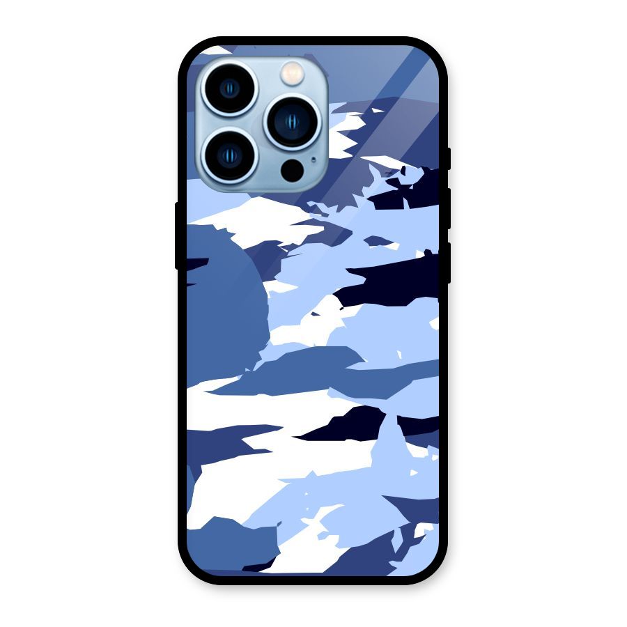 Blue White Canvas Glass Back Case for iPhone 13 Pro