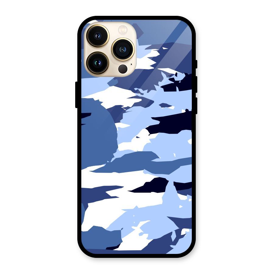 Blue White Canvas Glass Back Case for iPhone 13 Pro Max