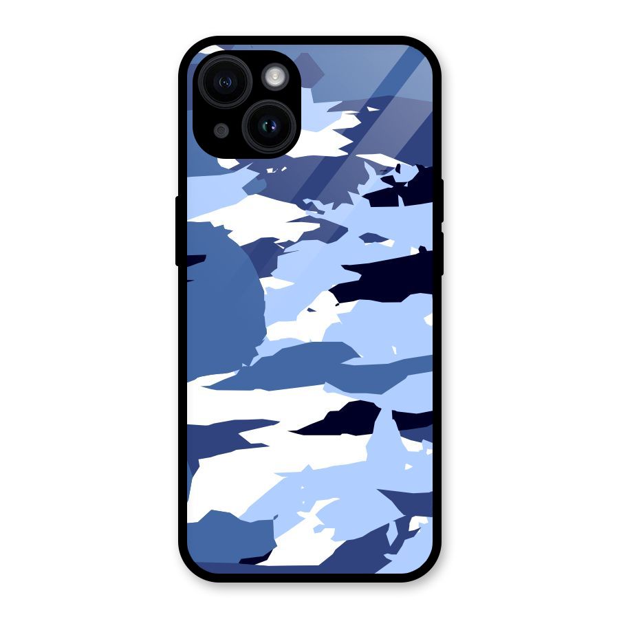 Blue White Canvas Glass Back Case for iPhone 14