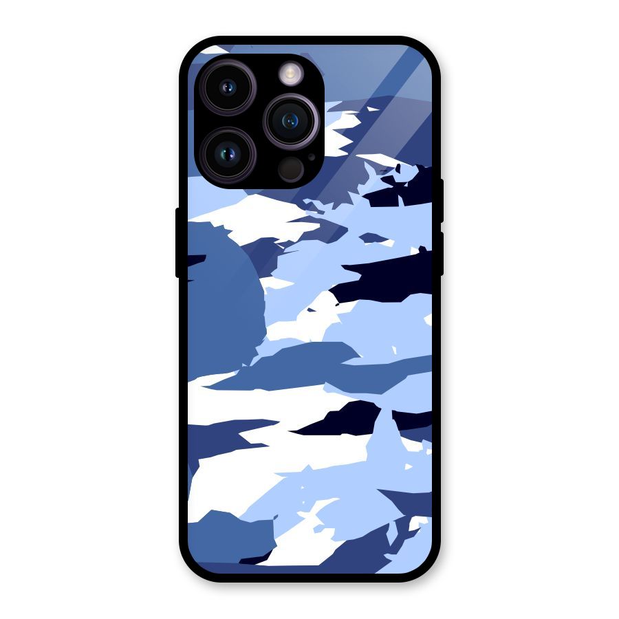 Blue White Canvas Glass Back Case for iPhone 14 Pro Max