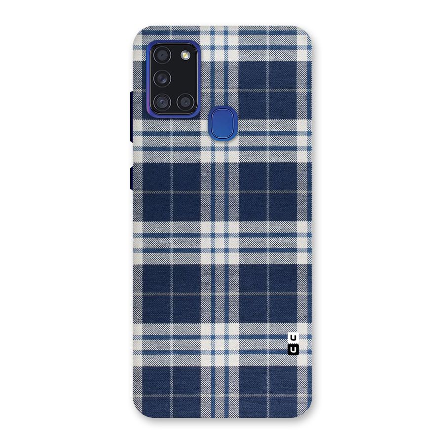 Blue White Check Back Case for Galaxy A21s