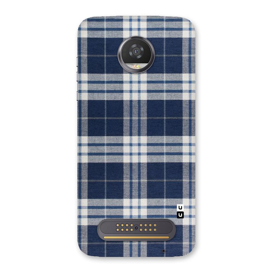 Blue White Check Back Case for Moto Z2 Play