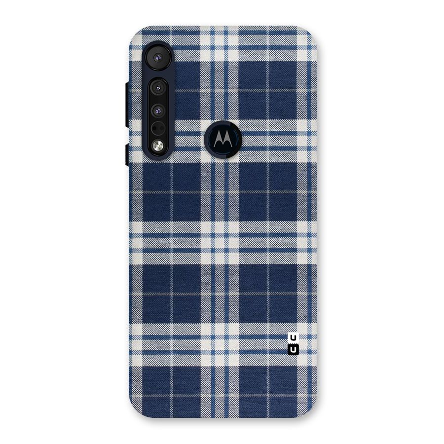 Blue White Check Back Case for Motorola One Macro