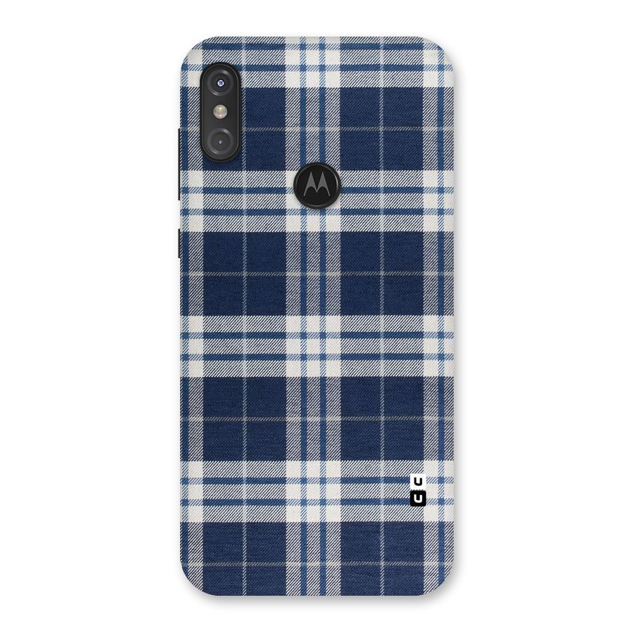 Blue White Check Back Case for Motorola One Power