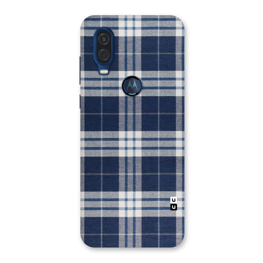 Blue White Check Back Case for Motorola One Vision