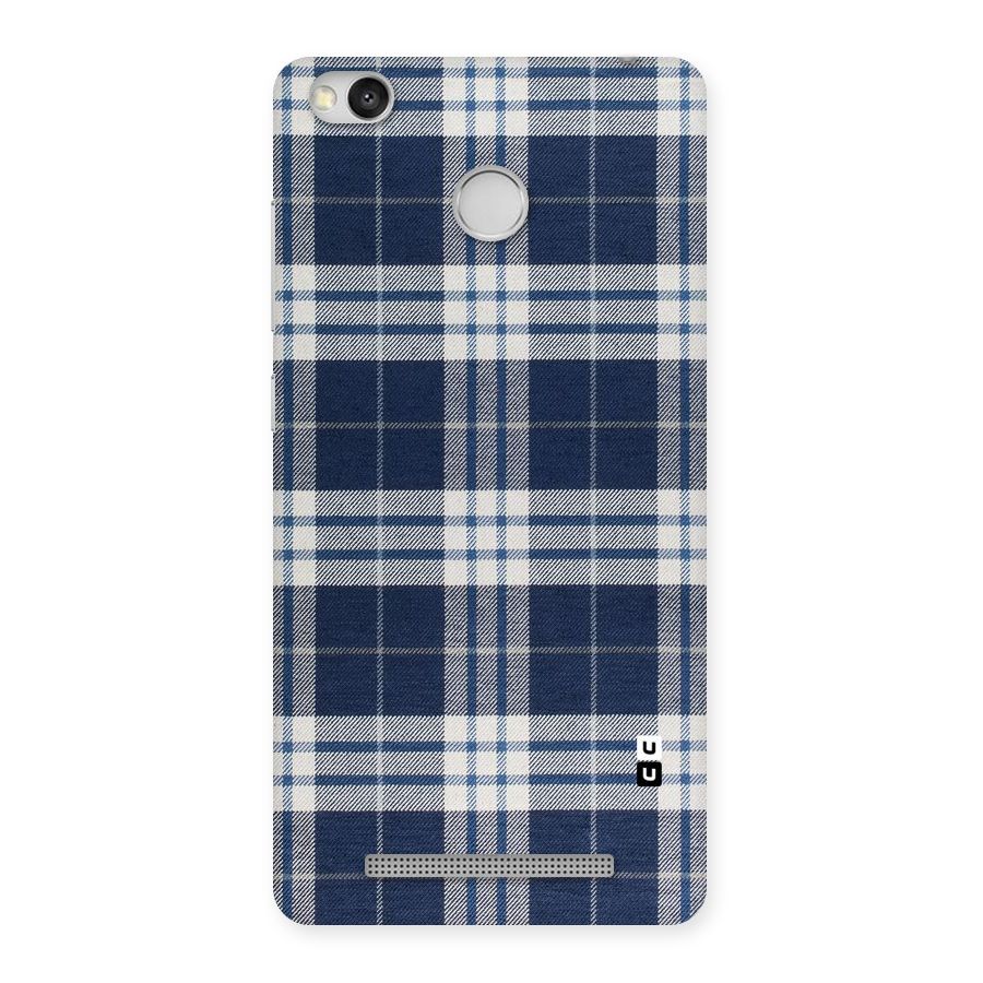 Blue White Check Back Case for Redmi 3S Prime
