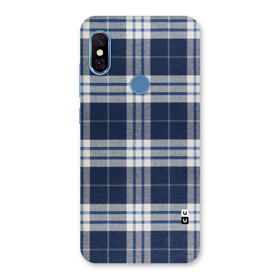 Blue White Check Back Case for Redmi Note 6 Pro