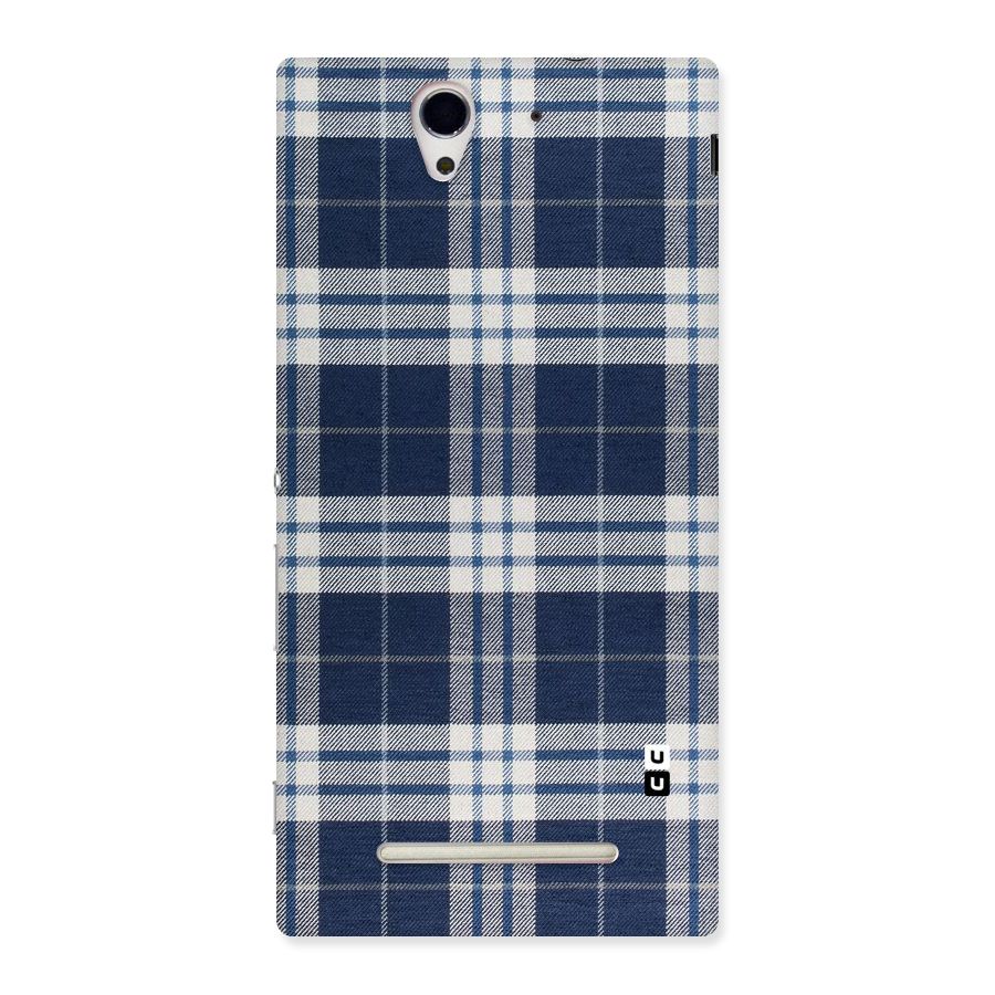 Blue White Check Back Case for Sony Xperia C3