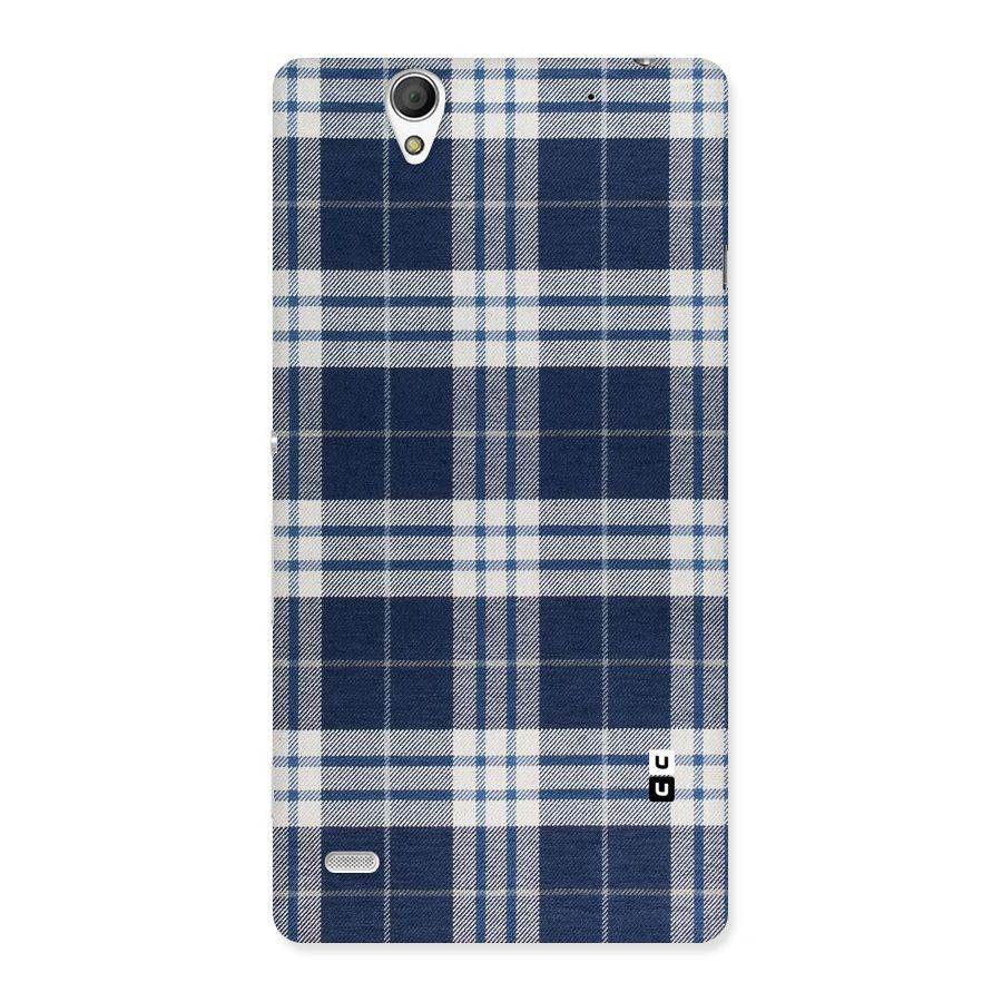 Blue White Check Back Case for Sony Xperia C4