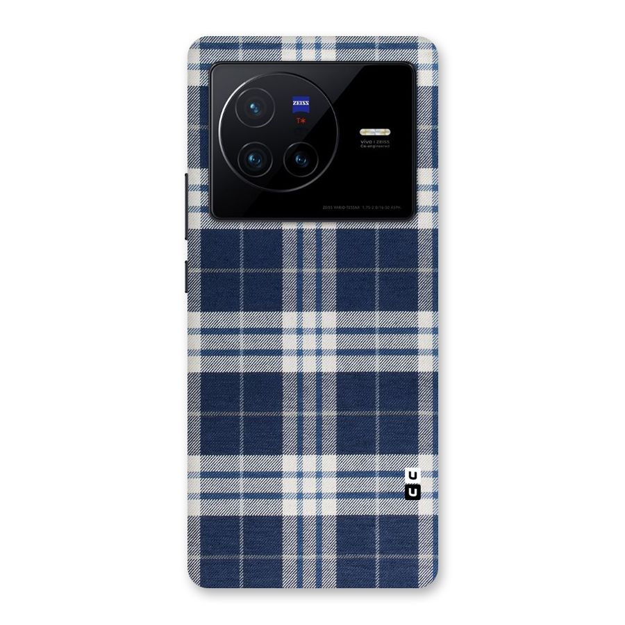 Blue White Check Back Case for Vivo X80