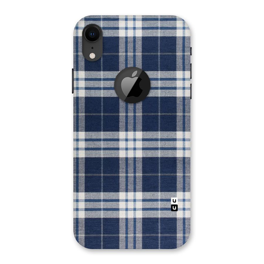 Blue White Check Back Case for iPhone XR Logo Cut