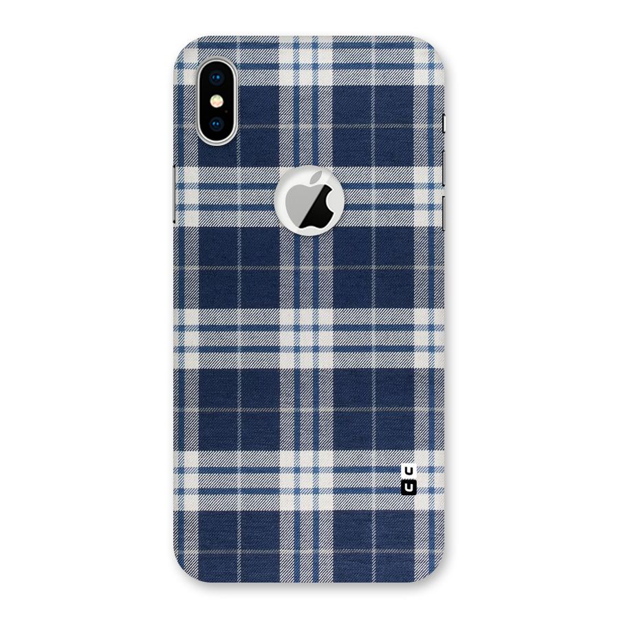 Blue White Check Back Case for iPhone X Logo Cut