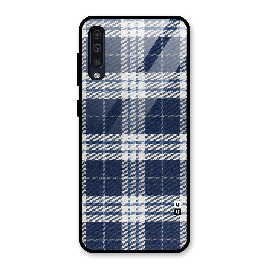 Blue White Check Glass Back Case for Galaxy A30s
