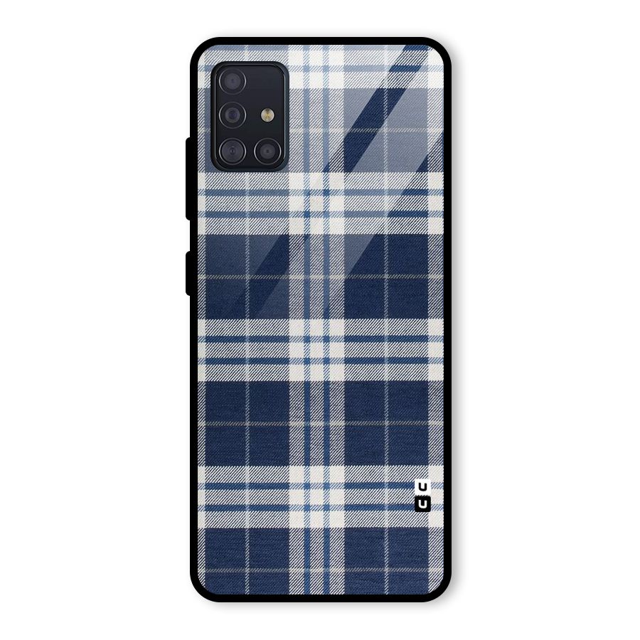 Blue White Check Glass Back Case for Galaxy A51