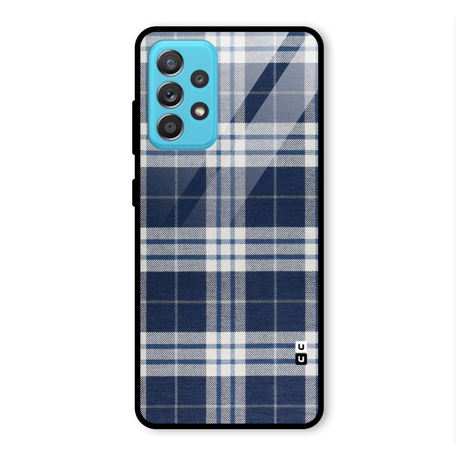 Blue White Check Glass Back Case for Galaxy A52s 5G