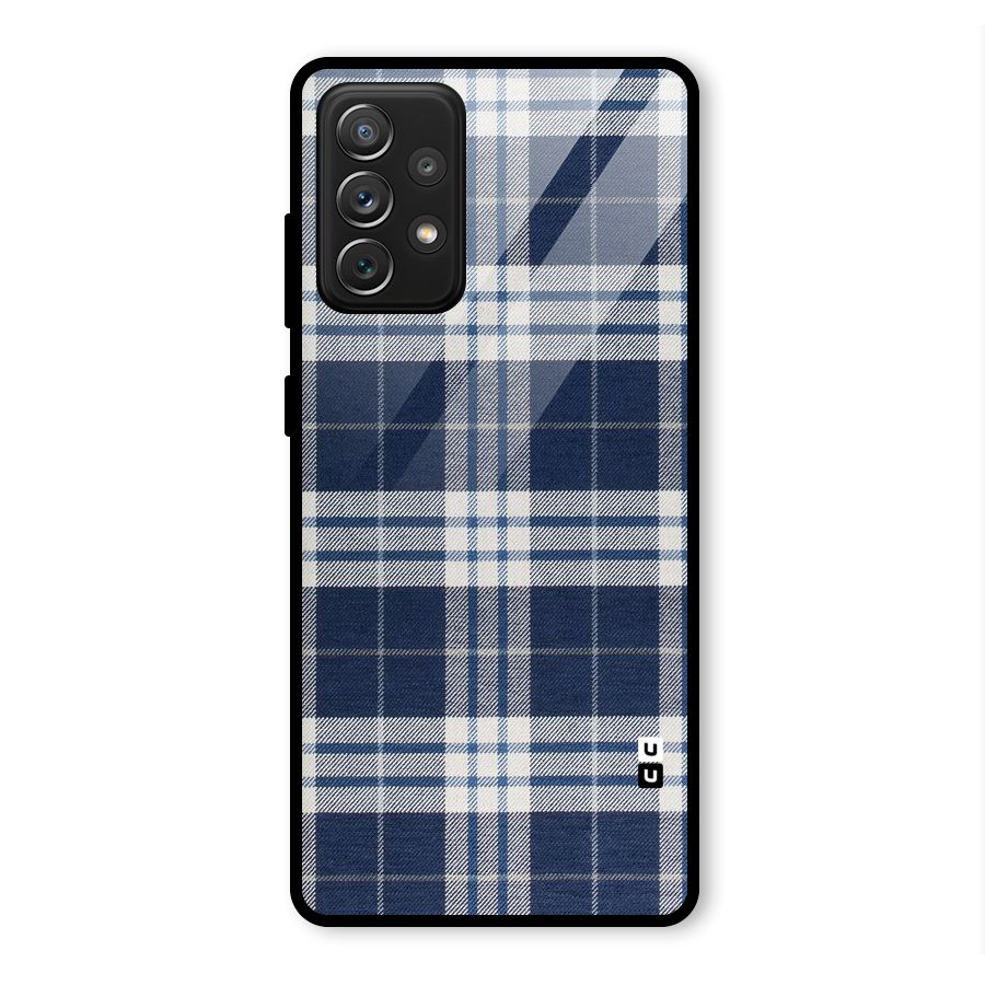 Blue White Check Glass Back Case for Galaxy A72