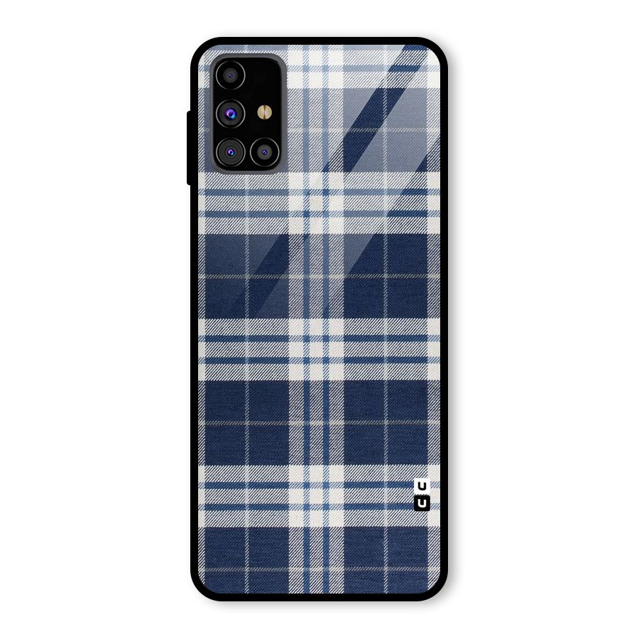 Blue White Check Glass Back Case for Galaxy M31s