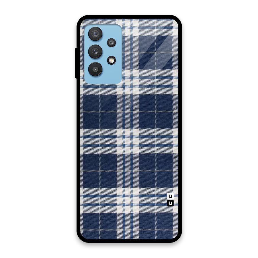 Blue White Check Glass Back Case for Galaxy M32 5G
