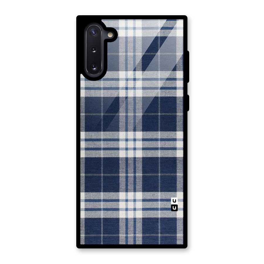 Blue White Check Glass Back Case for Galaxy Note 10